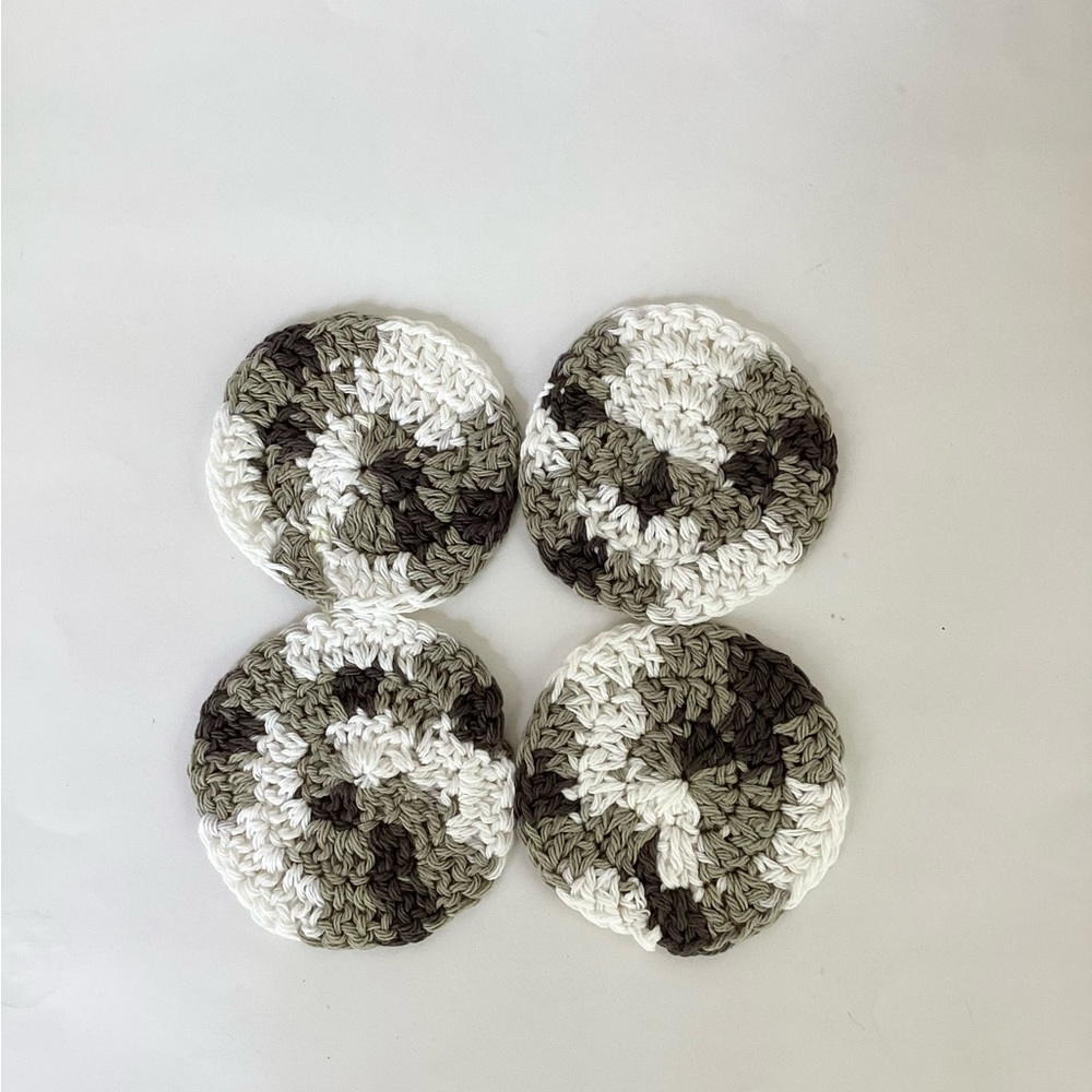 Coasters Hand Crafted Brown White Crochet Cotton